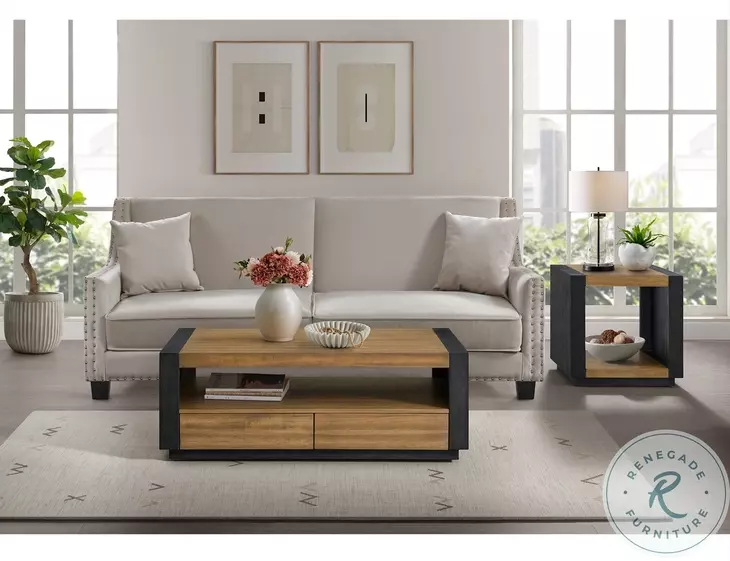 Stephen Light Oak And Black End Table