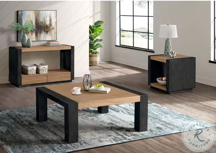 Stephen Light Oak And Black End Table
