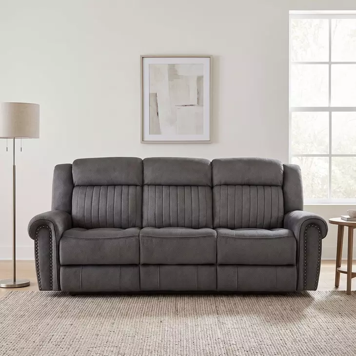Brennen Charcoal Power Double Reclining 89" Sofa