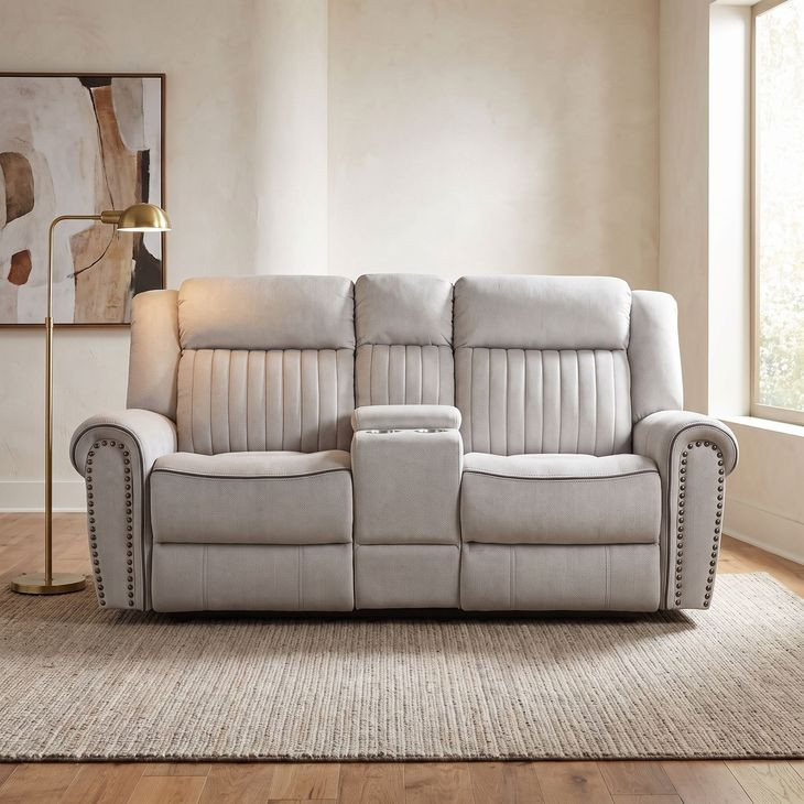 Brennen Mist Double Power Reclining Loveseat with Center Console
