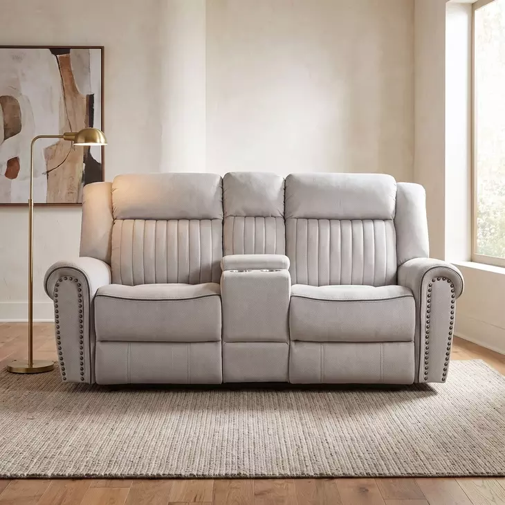 Brennen Mist Double 76" Power Reclining Loveseat with Center Console