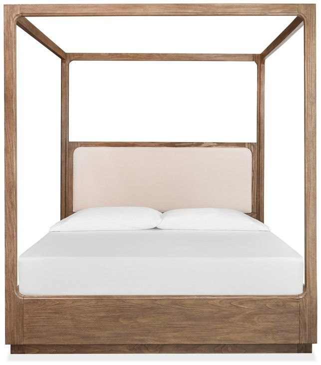 Westbourne Dark Umber and Milo Ivory California King Upholstered Poster Bed