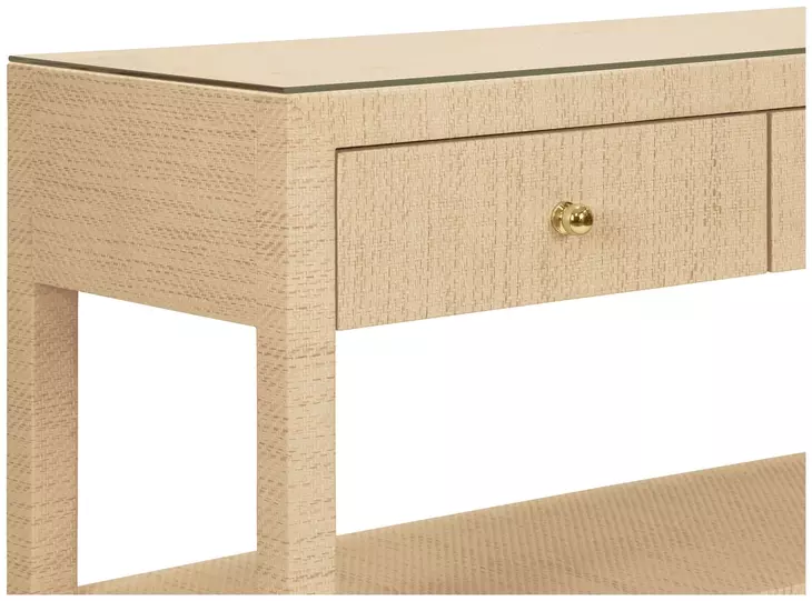 Briar Natural 52" Glass Top Console Table with 3 Drawers