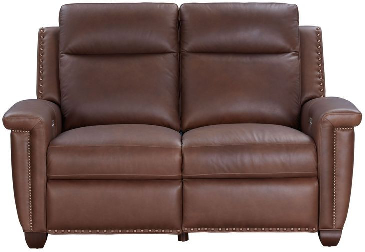 Briar Clifton Chocolate Leather 63" Power Reclining Loveseat with Power Headrests
