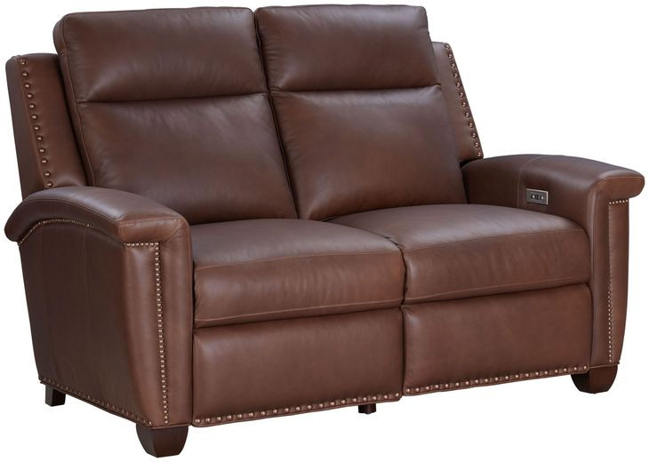 Briar Clifton Chocolate Leather 63" Power Reclining Loveseat with Power Headrests