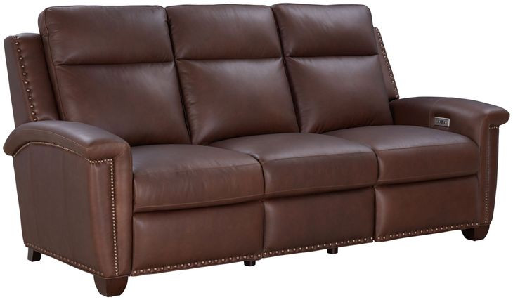 Briar Clifton Chocolate Leather 86" Power Reclining Sofa with Power Headrests
