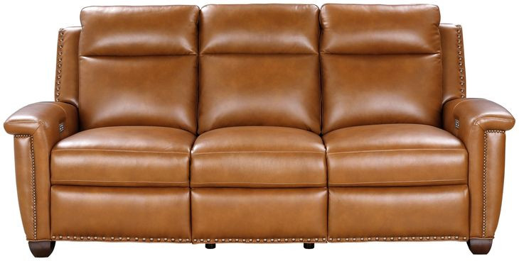 Briar Elwood Saddle Leather 86" Power Reclining Sofa with Power Headrests