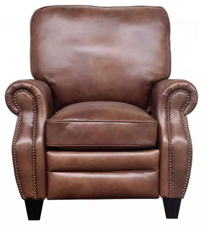 Briarwood Wenlock Tawny Leather Push Thru The Arms Recliner with Nailhead Trim