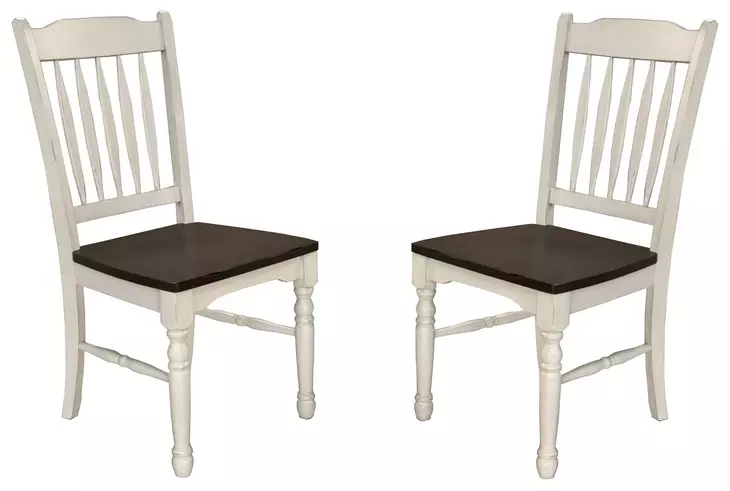 British Isles Chalk Cocoa Bean Slatback Side Chair Set of 2