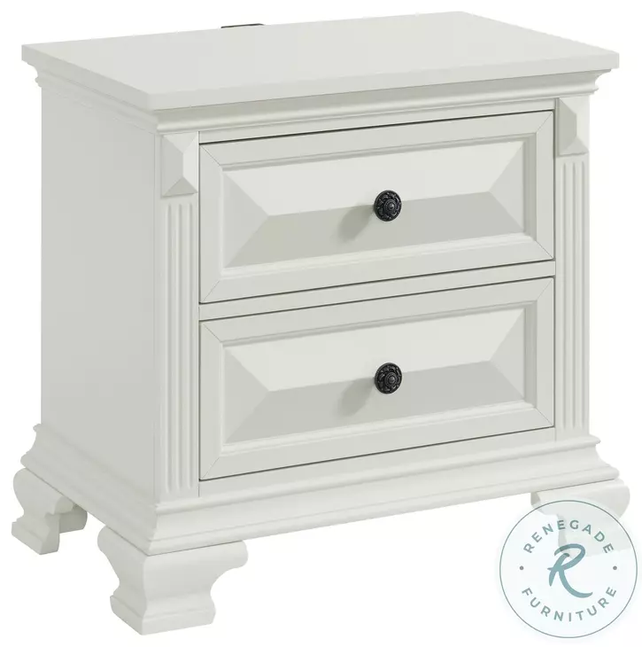 Sumner Antique White 2 Drawer Nightstand