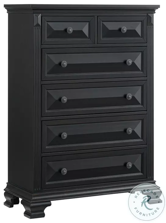 Sumner Distressed Black 6 Drawer Chest