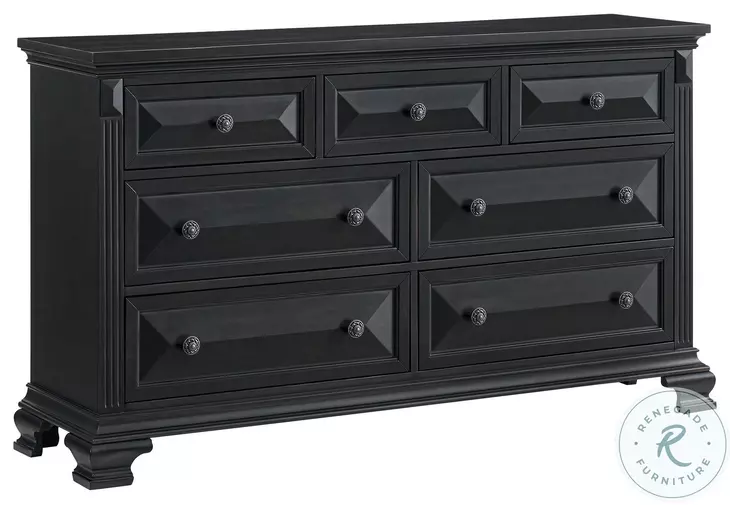 Sumner Distressed Black 7 Drawer Dresser