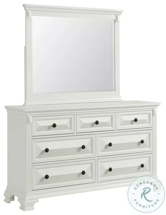 Sumner Antique White 7 Drawer Dresser And Mirror
