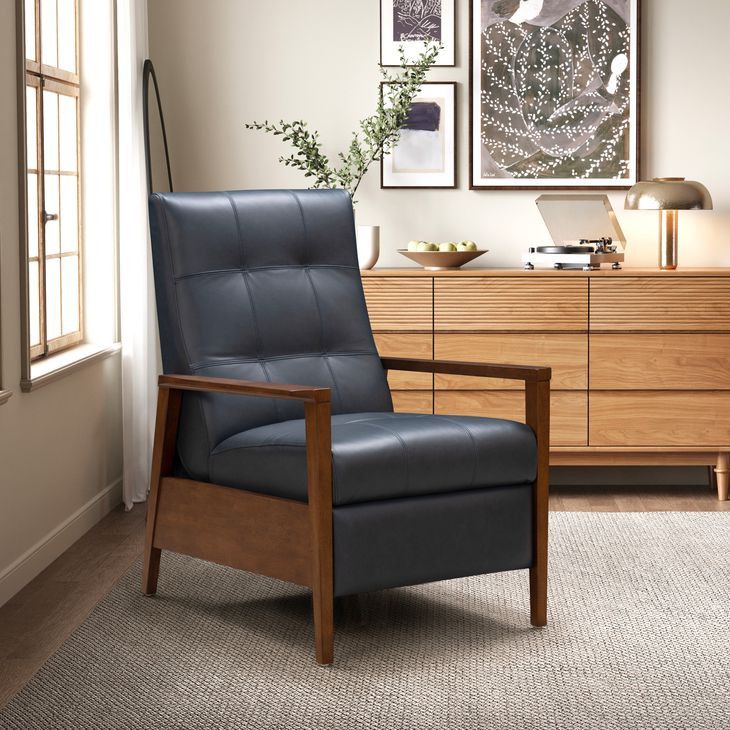 Bridget Santa Fe Ocean Leather Push Thru The Arms Recliner