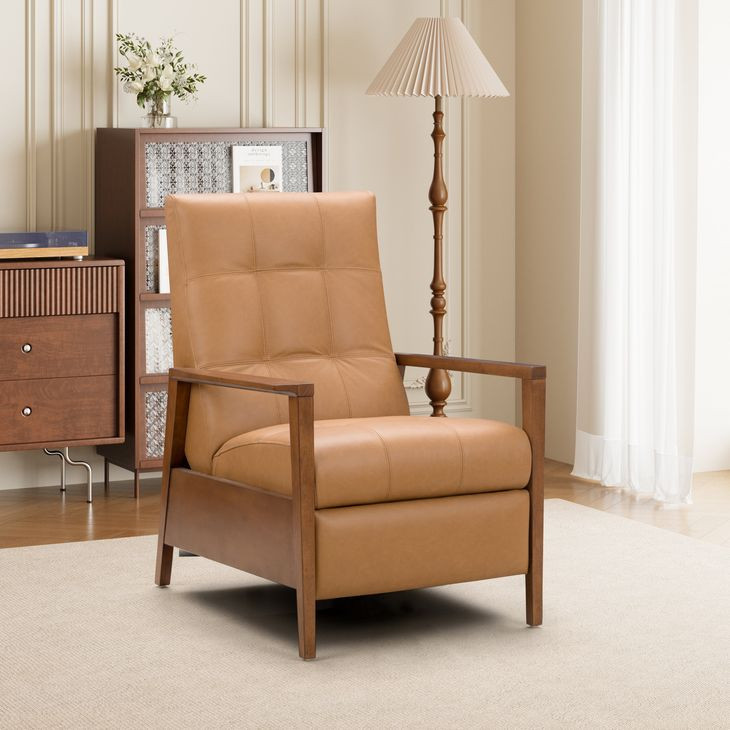 Bridget Santa Fe Brandy Leather Push Thru The Arms Recliner
