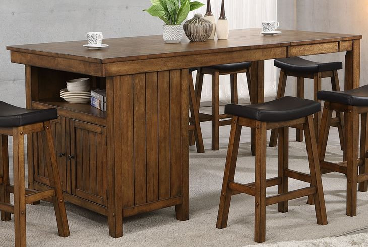 Brigantine Distressed Walnut 78" Extendable Rectangular Counter Height Kitchen Island