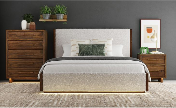 Perth Brown 2 Drawer Nightstand with USB Charging and LED