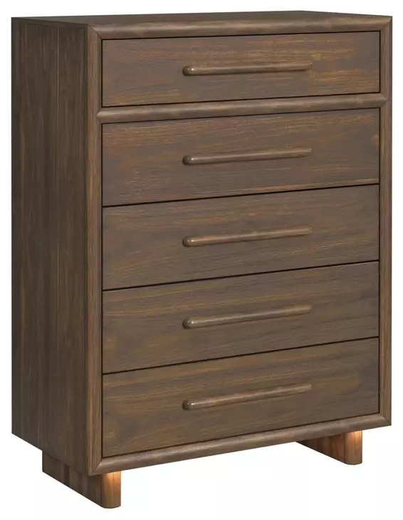 Perth Beige and Brown Upholstered Platform Bedroom Set with LED