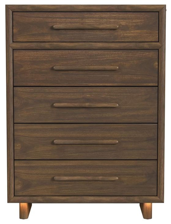 Perth Brown 5 Drawer Chest with LED