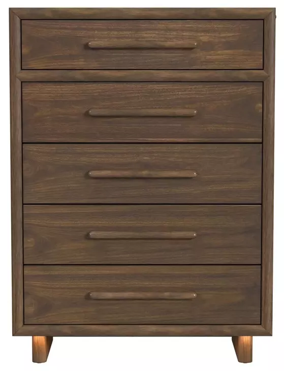 Perth Brown 5 Drawer Chest with LED
