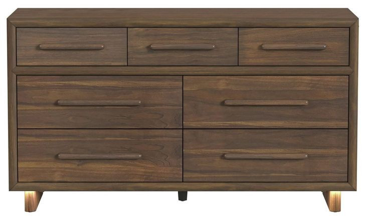 Perth Brown 7 Drawer Dresser with LED