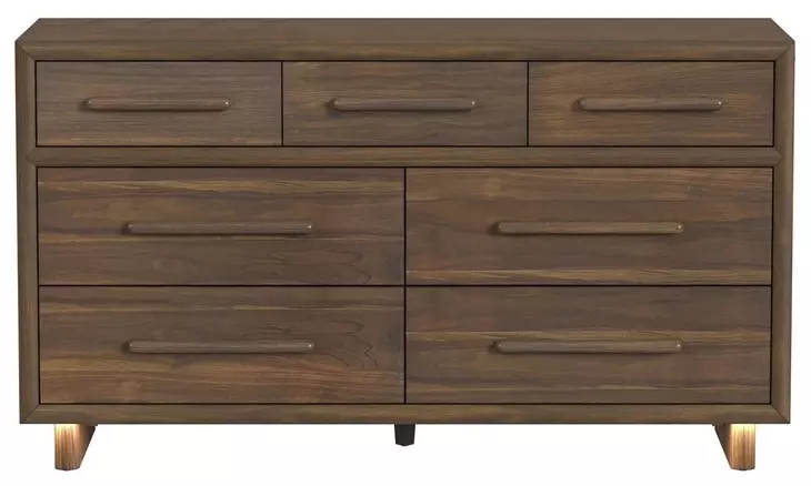Perth Brown 7 Drawer Dresser with LED