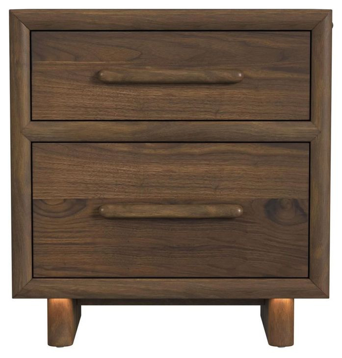 Perth Brown 2 Drawer Nightstand with USB Charging and LED