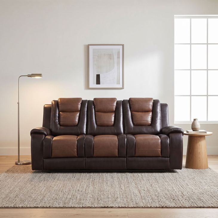 Briscoe Light And Dark Brown 86" Double Reclining Sofa