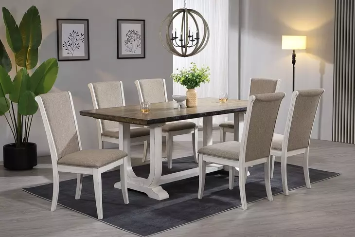 Briton Lake Rustic and White Wash 72" Rectangular Dining Table