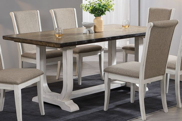 Briton Lake Rustic and White Wash 72" Rectangular Dining Table