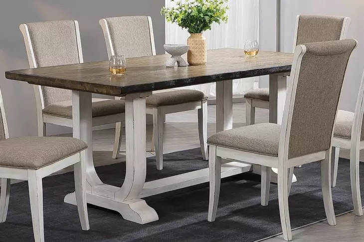 Briton Lake Rustic and White Wash 72" Rectangular Dining Table