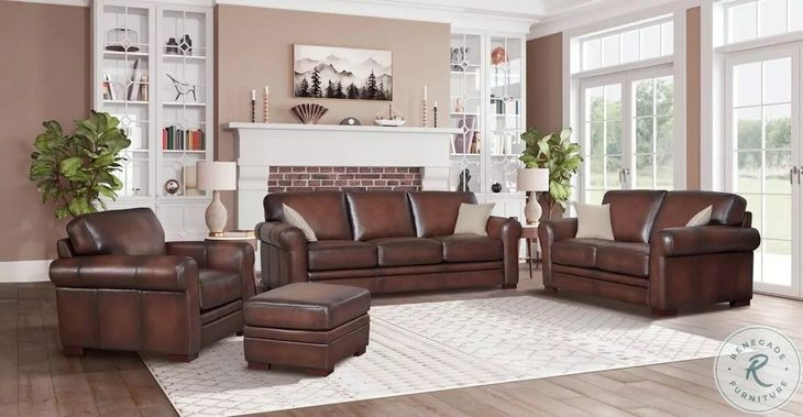 Danforth Caramel Leather Upholstered Accent Chair