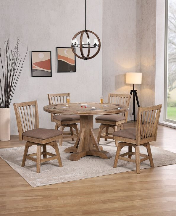 Brownstone Warm Brown Swivel Upholstered Game Chair Set of 2