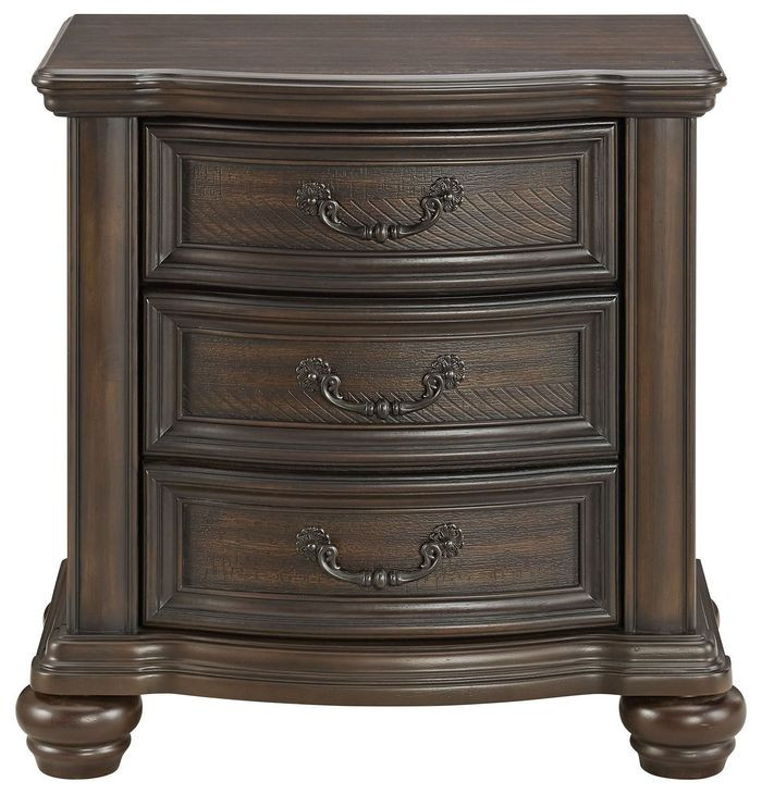 Rosalinda Mahogany 2 Drawer Nightstand with USB Charging