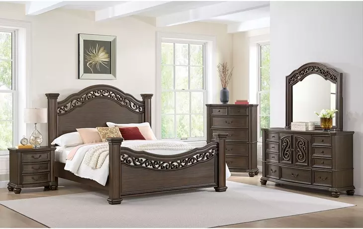 Rosalinda Mahogany King Panel Bed