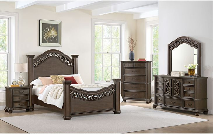 Rosalinda Mahogany Queen Panel Bed