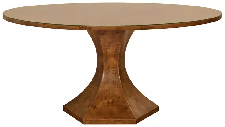 Bryce Dark Brown 60" Round Glass Top Dining Table