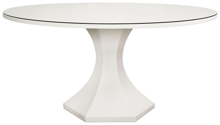 Bryce White 60" Round Glass Top Dining Table
