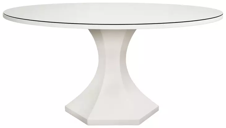 Bryce White 60" Round Glass Top Dining Table