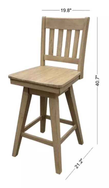 Wooden Barstools Natural Oak Slat Back Swivel Bar Stool Set of 2