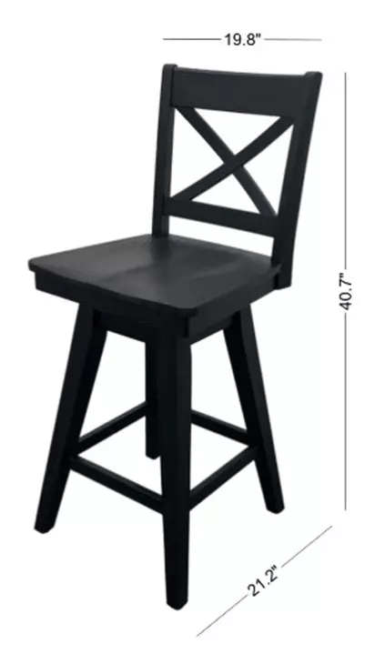 Wooden Barstools Black X Back Swivel Bar Stool Set of 2