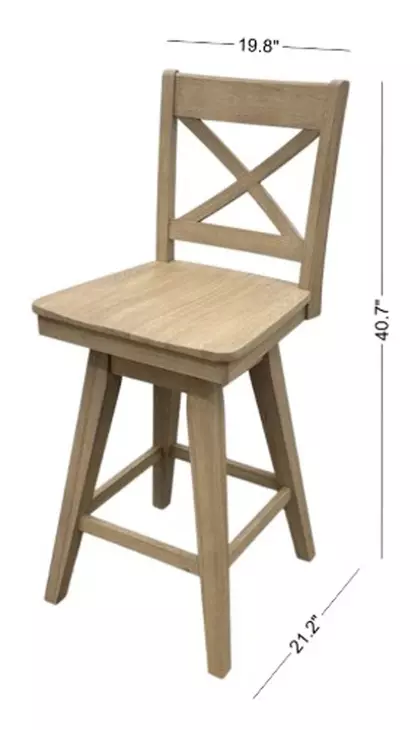 Wooden Barstools Natural Oak X Back Swivel Bar Stool Set of 2