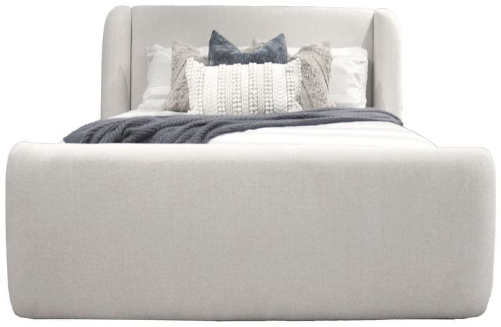 Shiloh White Mocha Performance Fabric Queen Upholstered Platform Bed