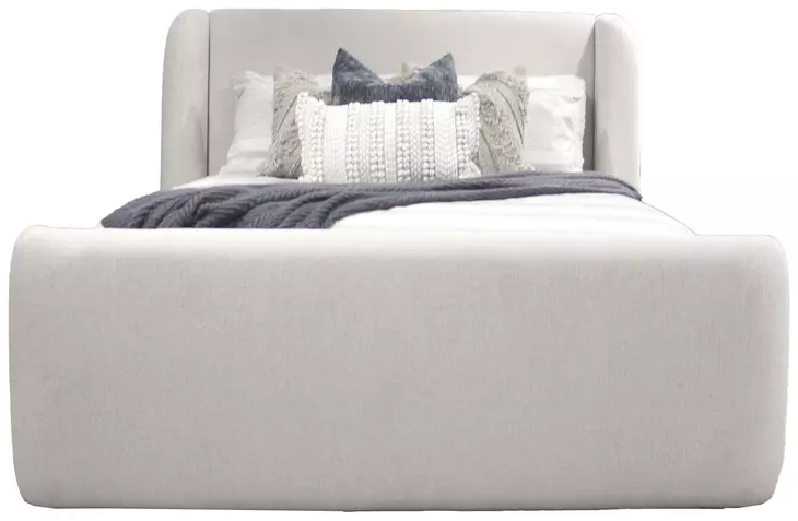 Shiloh White Mocha Performance Fabric King Upholstered Platform Bed