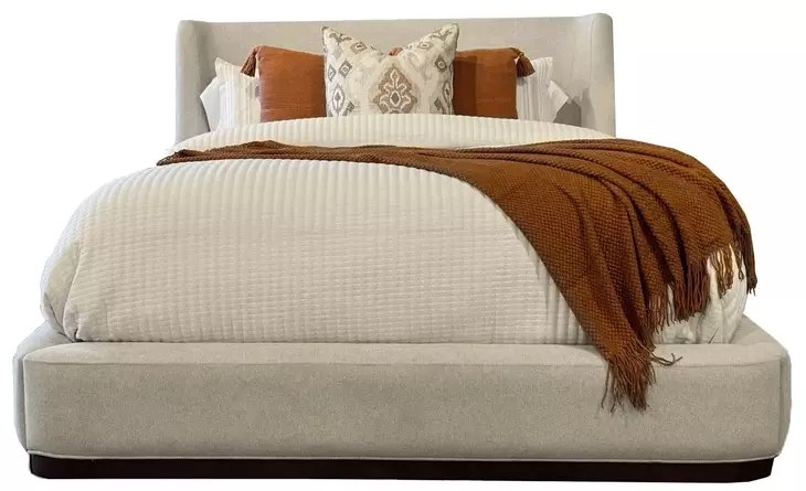 Sofia Blanched Almond Upholstered King Panel Bed