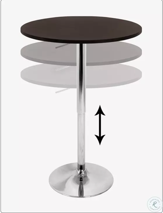 Adjustable Height Brown Bar Table