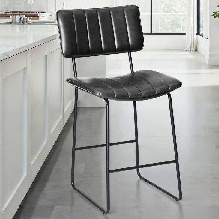 Tribeca Black Vegan Leather Counter Height Stool