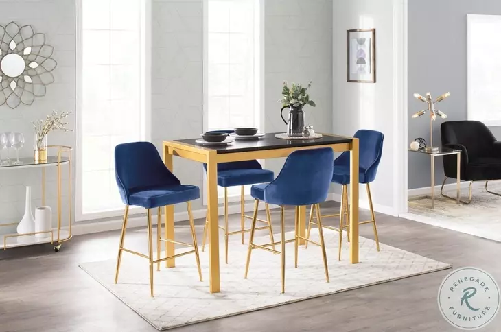 Marcel Blue Velvet Counter Height Stool Set Of 2