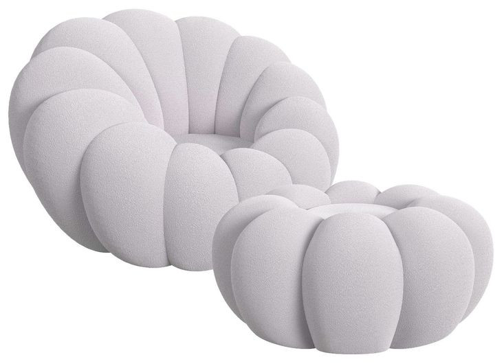 Pumpkin Gray Upholstered Swivel Chair and Round Ottoman