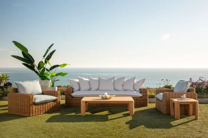 Playa Soothe Pearl 113" Outdoor Sofa with Flange Welt